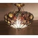 preview thumbnail 1 of 2, 2-light Dark Bronze/Stone Glass Semi-Flush Mount