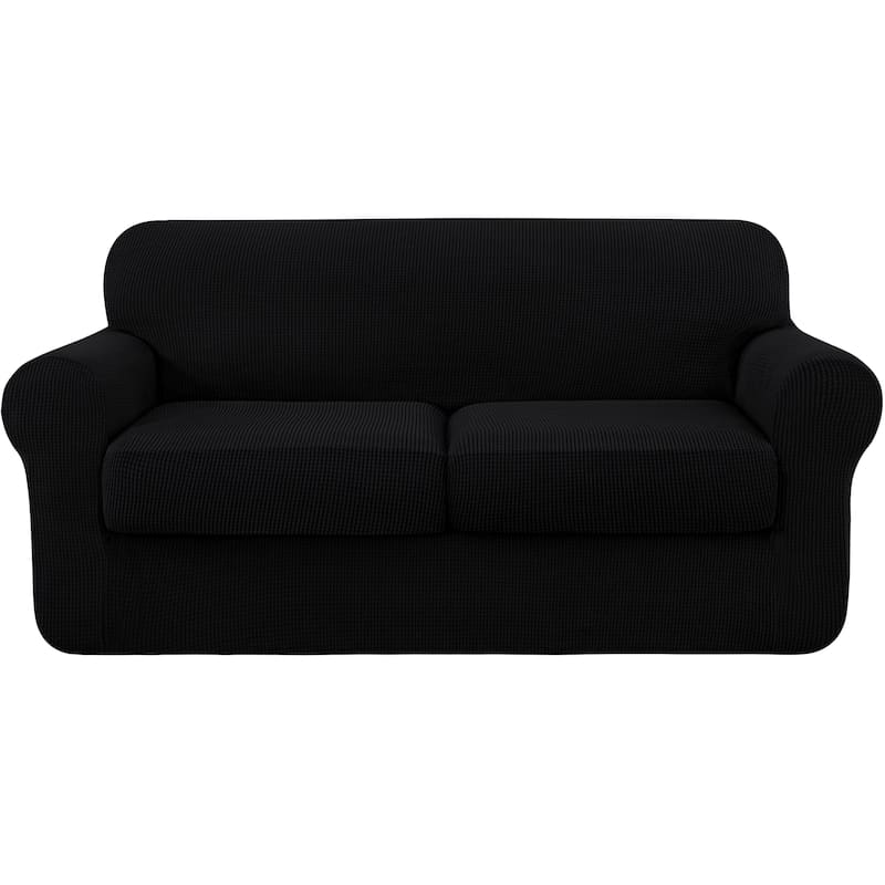 Subrtex Stretch Sofa Slipcover Cover with 3 Separate Cushion Cover - Black
