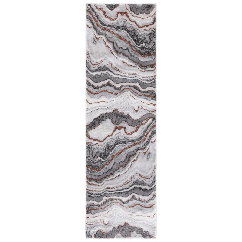 SAFAVIEH Craft Frantzeska Modern & Contemporary Rug - 2'3" x 8' Runner - Grey/Orange