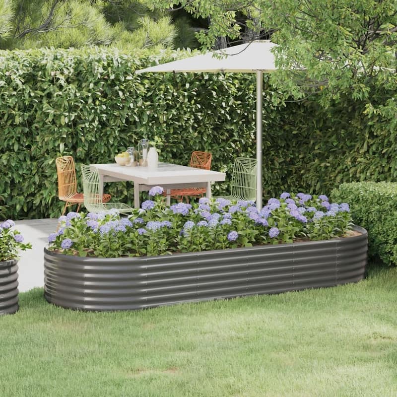 vidaXL Garden Raised Bed Patio Outdoor Raised Planter Box Powder-coated Steel - 98" x 39.4" x 14.2"