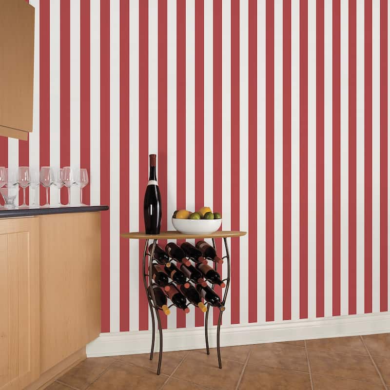 Galerie Wallcoverings Just Kitchens Awning Stripe Vinyl on Non-woven Matte Wallpaper Roll