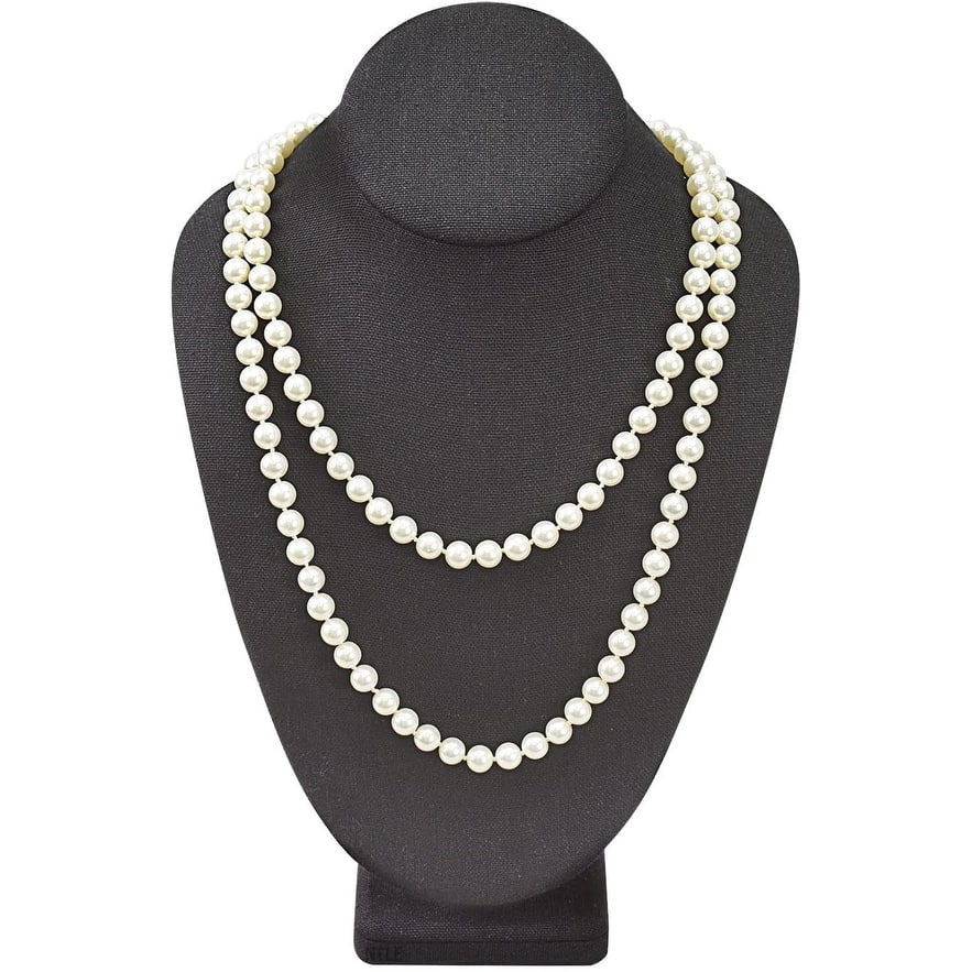 Linen Covered Wood Necklace Bust Display Stand - S