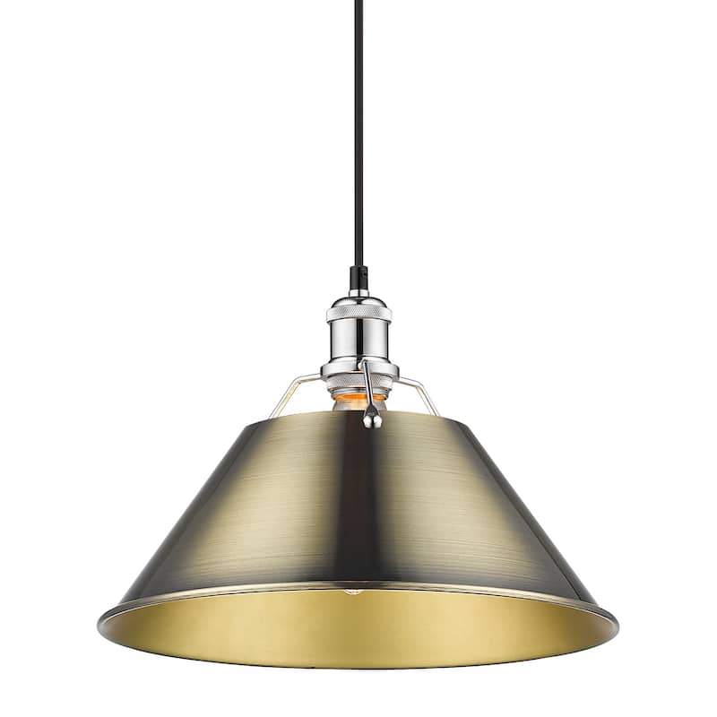 Yep by Golden Lighting Orwell 1-light 14in Pendant in Chrome and Aged Brass shade - Silver