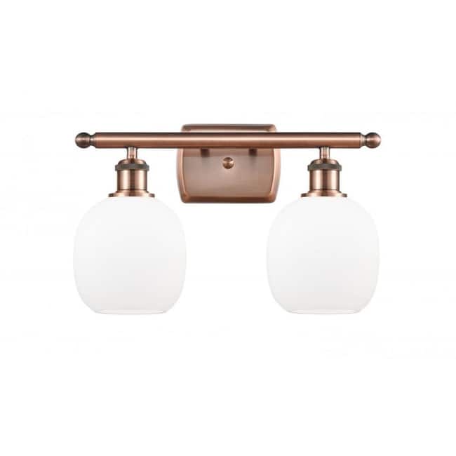 Innovations Lighting Belfast 2 Light 16" Wide Bathroom Vanity Light - Antique Copper / Matte White