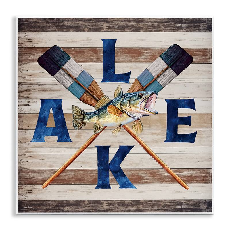 Stupell Rustic Lake Boat Oars Wall Plaque Art Design By Nicole DeCamp - 12 x 12
