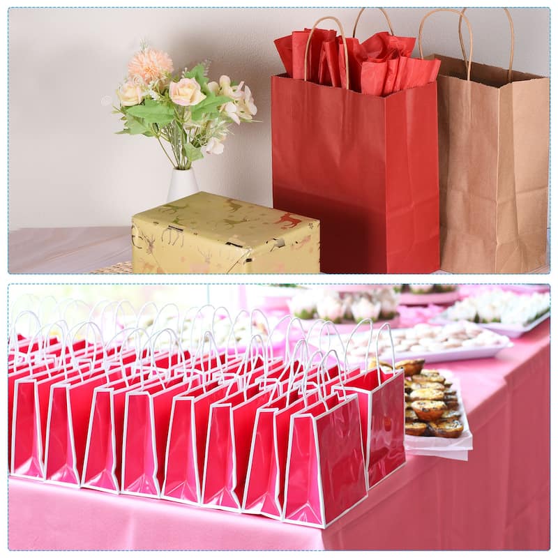 12Pcs 5.2"x3.2"x8.4" Favor Gift Bags with White Tissue Paper, Dotted