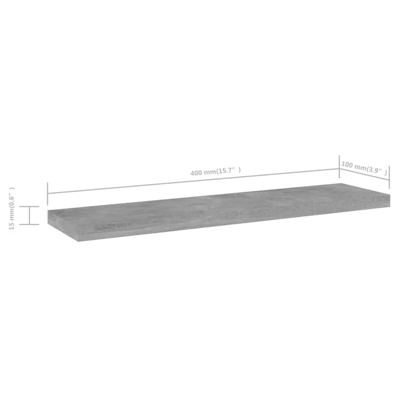 vidaXL Bookshelf Boards 8 pcs Concrete Gray 15.7"x3.9"x0.6" Chipboard