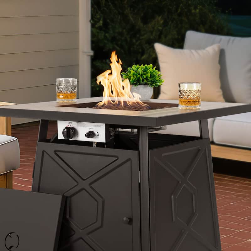 Outdoor 28 Inch 50,000 BTU Propane Gas Fire Pit Table with Cover - 28 inches