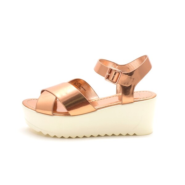 Material Girl Womens Wave Open Toe Ankle Strap Platform Pumps