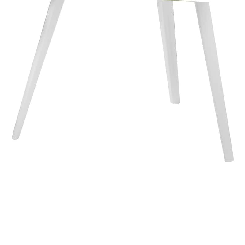 23 Inch Accent Table, Triangular Top, Green Lacquer Top and White Legs