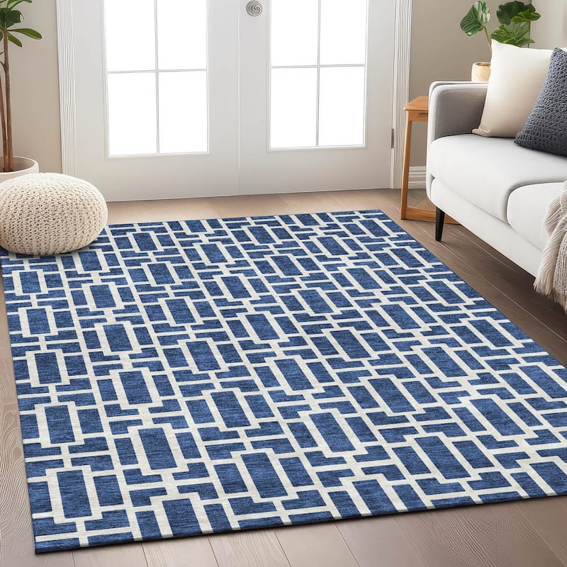 Machine Washable Indoor/ Outdoor Chantille Contemporary Geo Rug