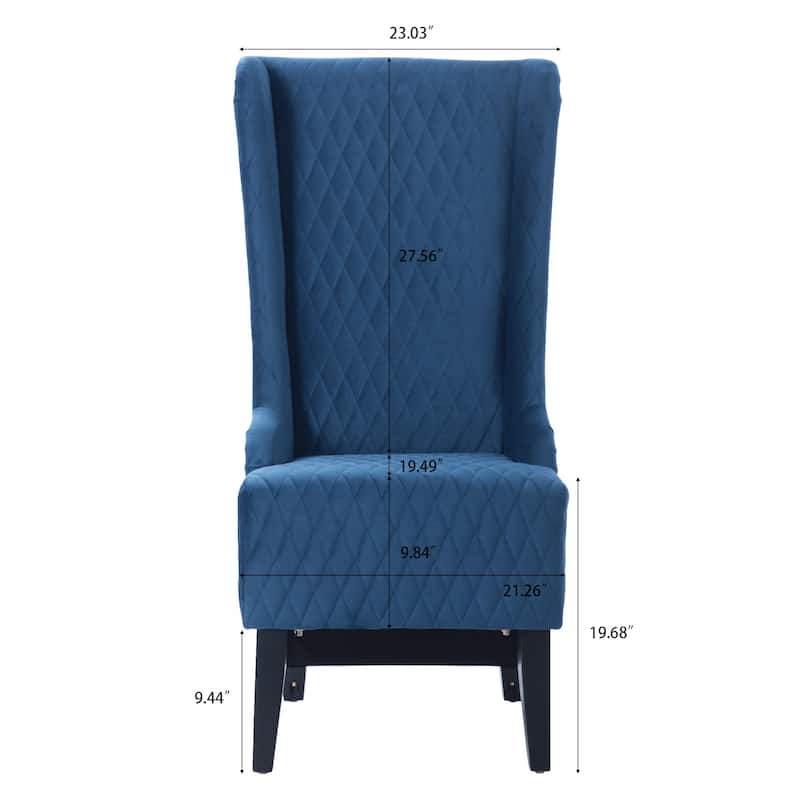 Upholstered Velvet Accent Chair with High Wingback and Wooden Legs