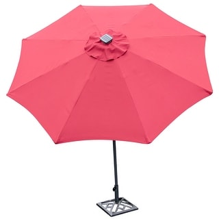 Shop 9ft Patio Solar Umbrella Led Patio Market Steel Tilt W Crank Outdoor New Burgundy Burgundy On Sale Overstock 28430280