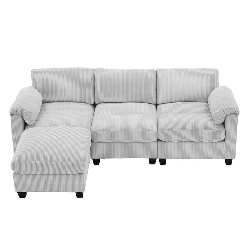 Modern Couduroy Overized Modular Sectional Sofa Couch with Ottoman for Living Room