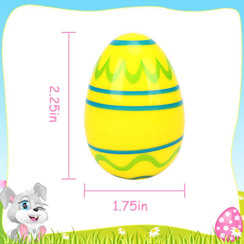 Easter Printed Plastic Eggs Basket Stuffer for Easter Egg Hunt Event, Party Favor Goodie Bags, Scene and Decoration