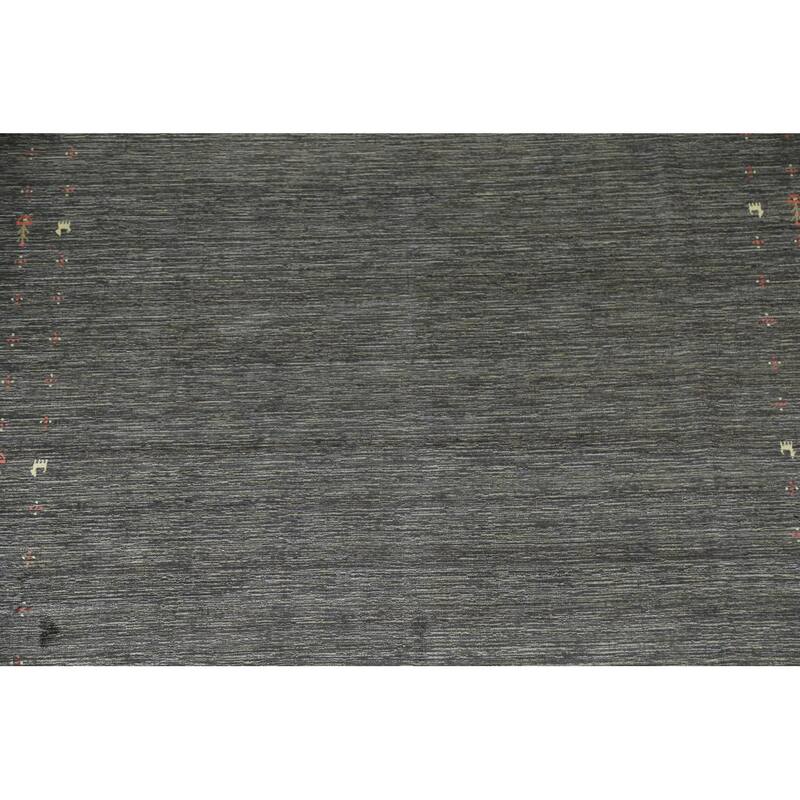Gabbeh Indian Area Rug Hand-Knotted Grey Wool Carpet - 7'10"x 9'11"