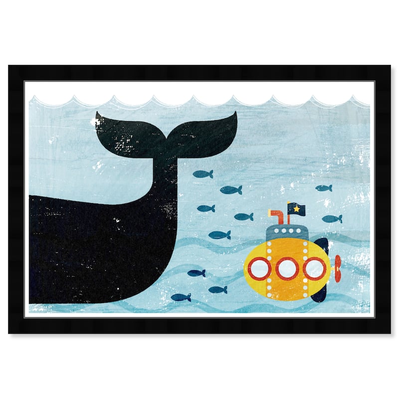 Wynwood Studio Prints Animals Full Speed Ahead Blue and Light Blue Modern & Contemporary Wall Art Canvas Print