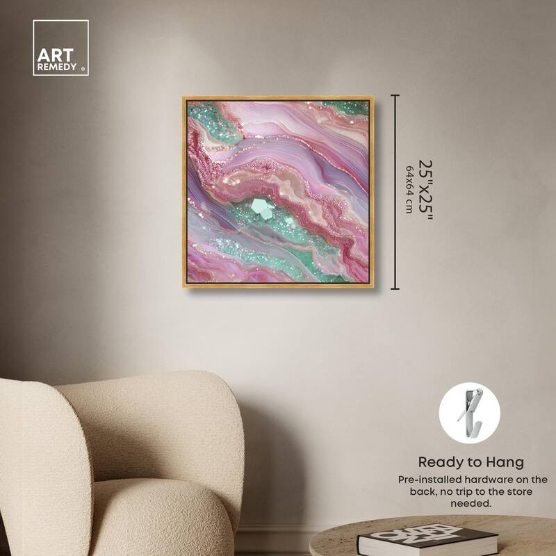 Pink and Mint Crystal II Canvas by Art Remedy