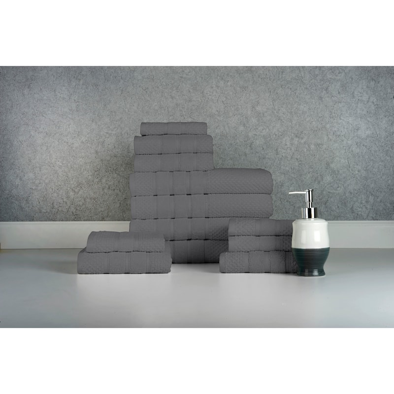 Bibb Home 12 Piece Egyptian Cotton Towel Set