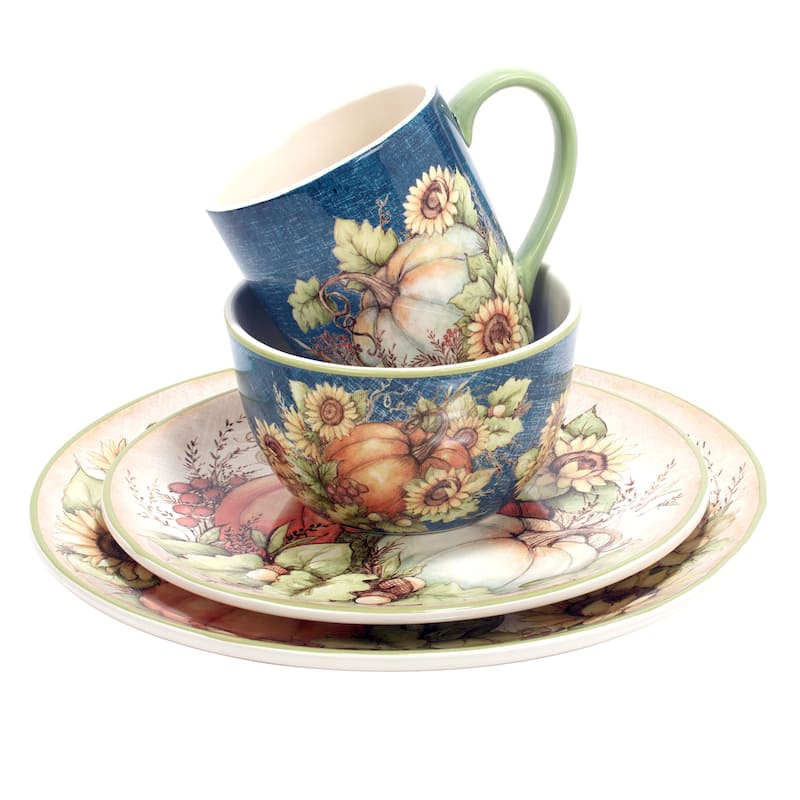 Certified International Autumn Breeze 16 pc Dinnerware Set, Service for 4 - 11" Diam x 1"