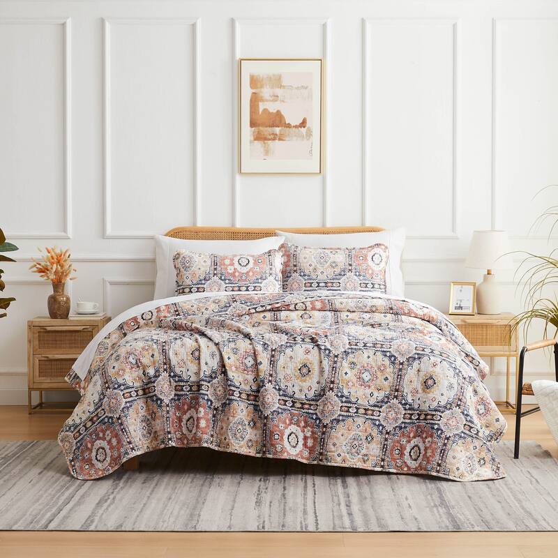 Kilim Oversized Quilt Set - Natural - 3 Piece - Queen