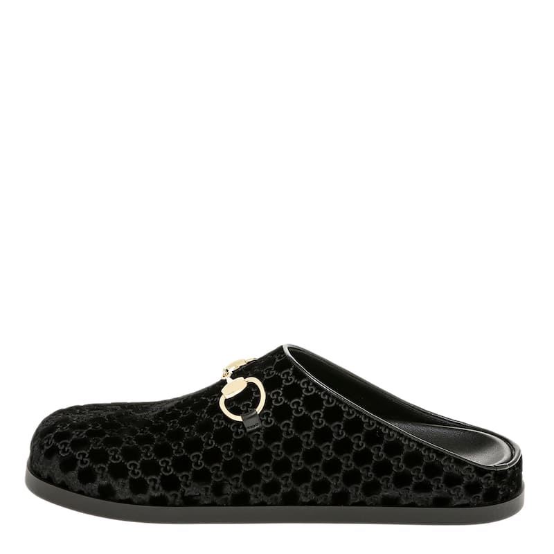 Gucci GG Velvet Horsebit Mules