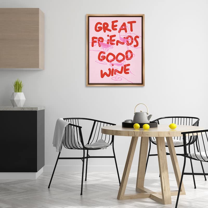 Stupell Great Friends Good Wine Framed Floater Canvas Wall Art Design By House of Lulu