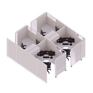 Cubicle with Sliding Door 67H 4pack Cluster