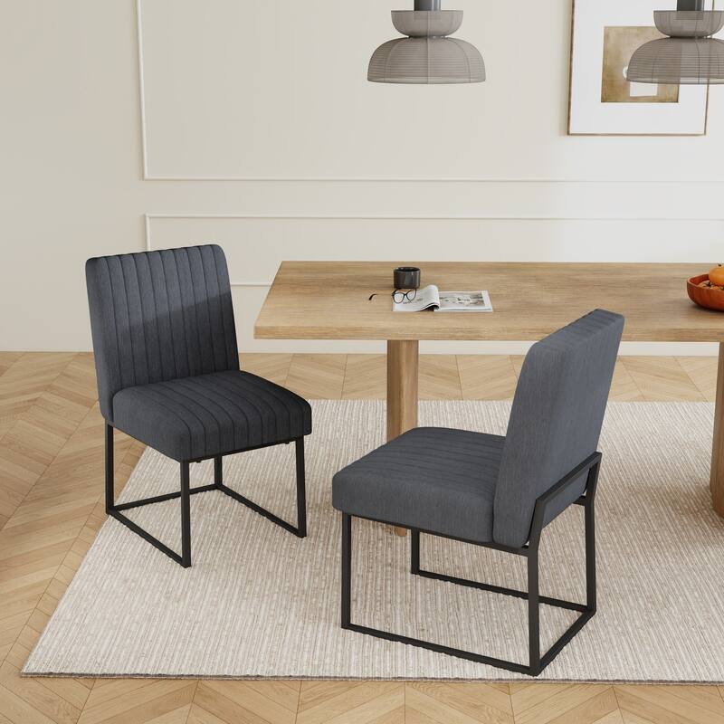 Mid Century Modern Dining Chair with Black Metal Legs