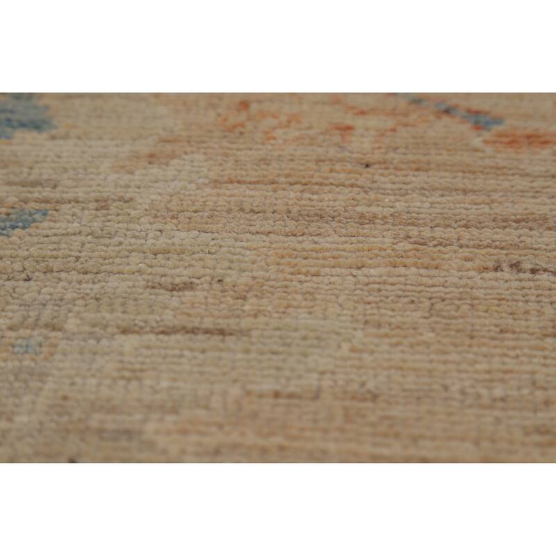 Hand Knotted Oriental 100% Wool Carpet Transitional All-Over Peach Oushak Area Rug - 9' 0'' X 6' 3''