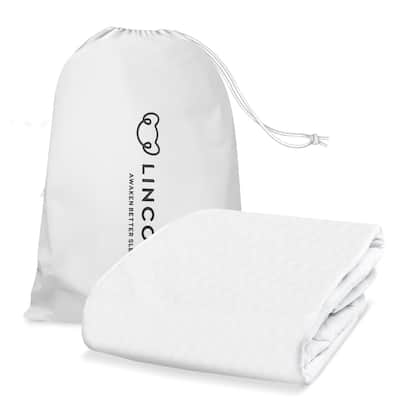 Lincove Quilted Fitted Elastic Mattress Protector - Breathable Braided Texture, Bed Topper, Covers up to 16" Deep, 100% Cotton