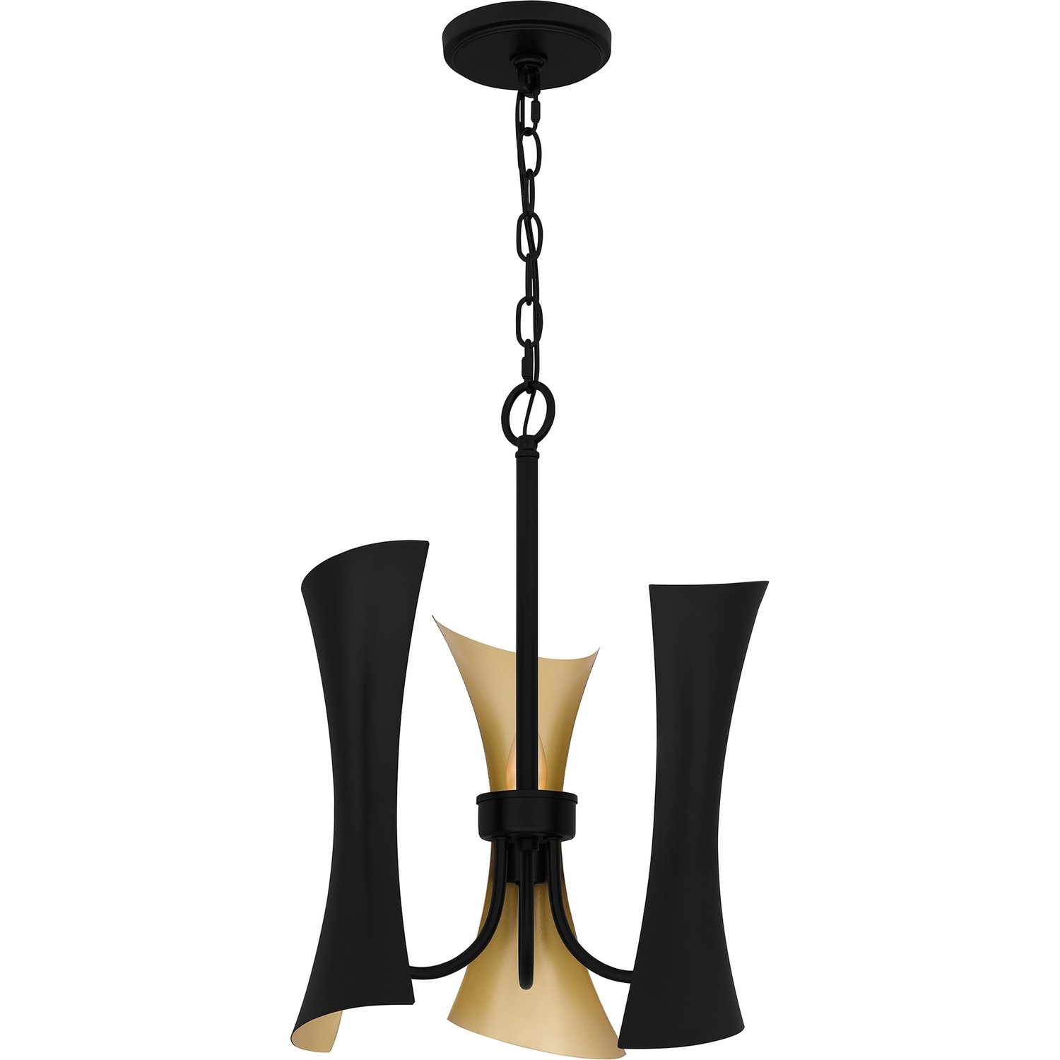 Matte Black Three Light Pendant from the Myla Collection