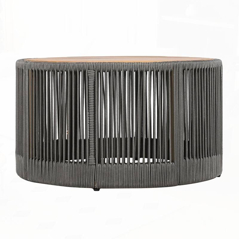 Weather Resistant Outdoor Rattan rope Acacia Wood Coffee Table