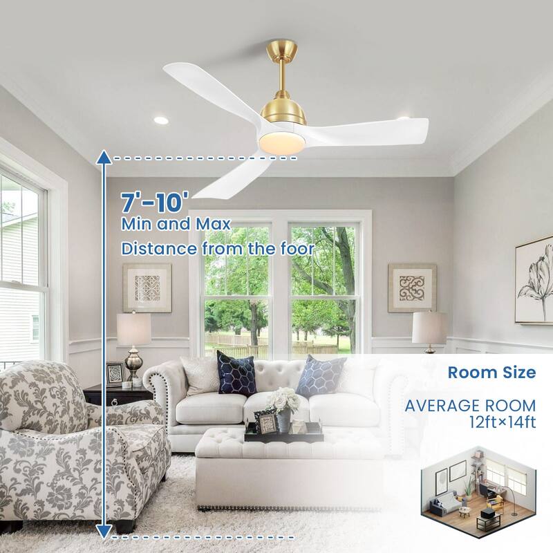 54'' Smart Ceiling Fans with Lights and Remote High CFM Bedroom Quiet Fan APP Control - 54 inch