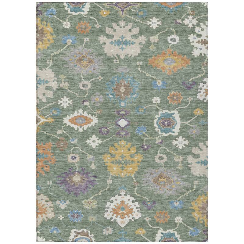 Machine Washable Indoor/ Outdoor Traditonal Delhi Chantille Rug