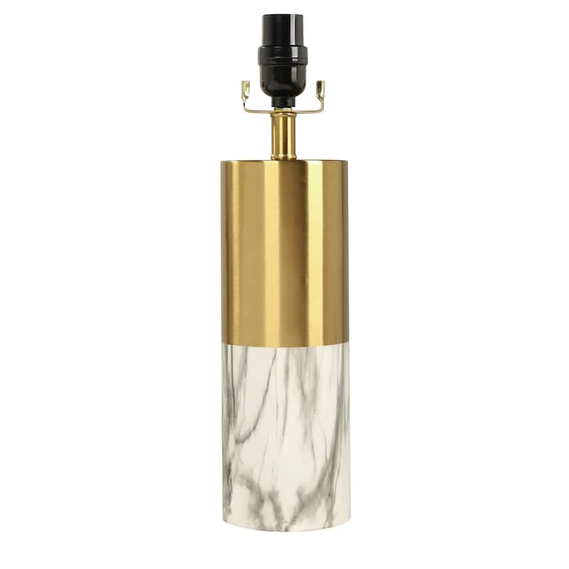 Marble Metal Table Lamp With Linen Shade Set of 2
