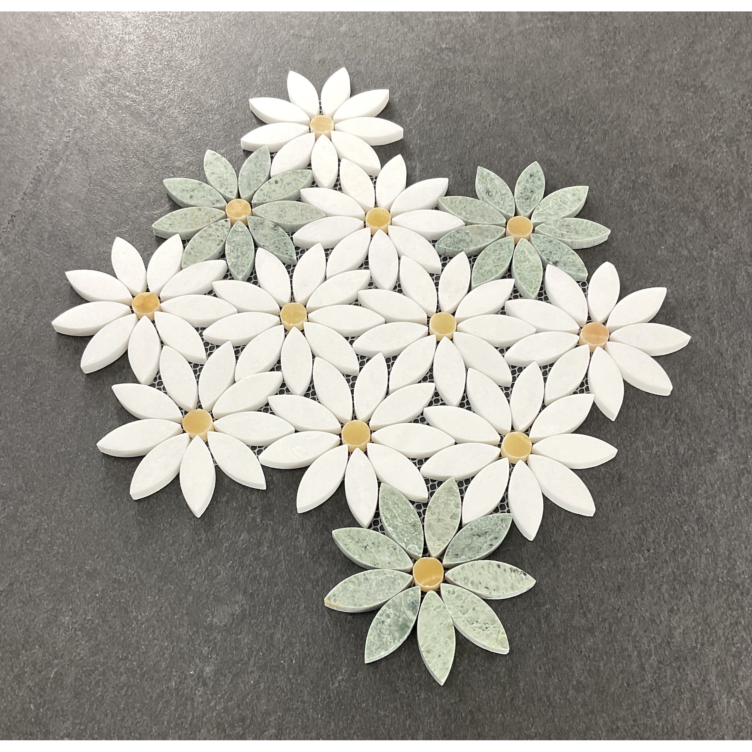 Natural Marble Daisy Flower Pattern Mosaic Wall & Floor Tile - 1