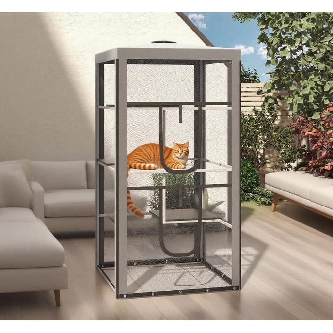 Cat House Cat House Kitten Enclosure Mesh Playpen Steel Frame
