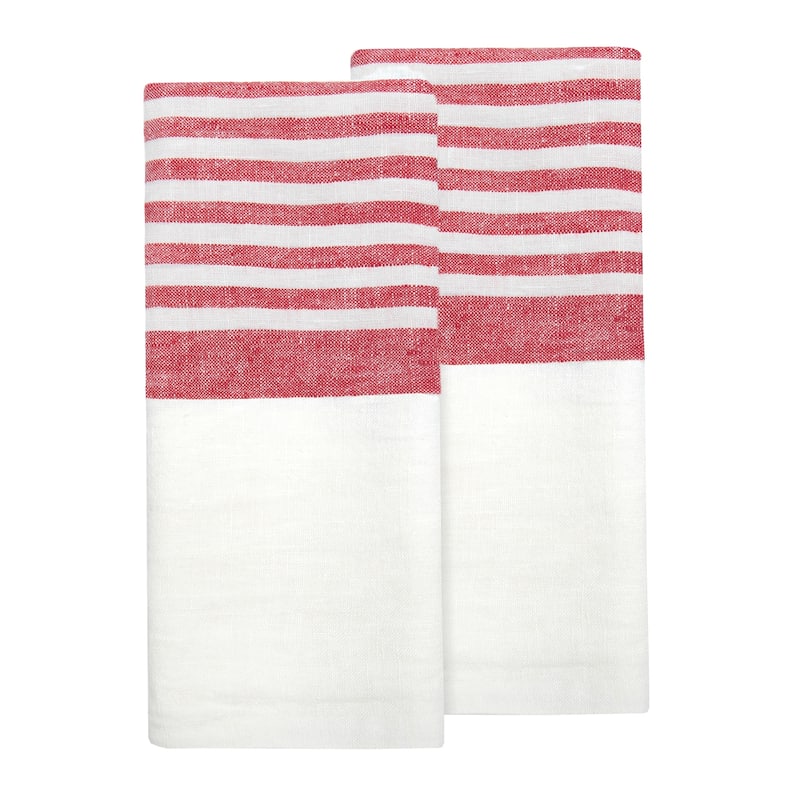 Caravan Brittany Tea Towels - Set of 2 - White, Red