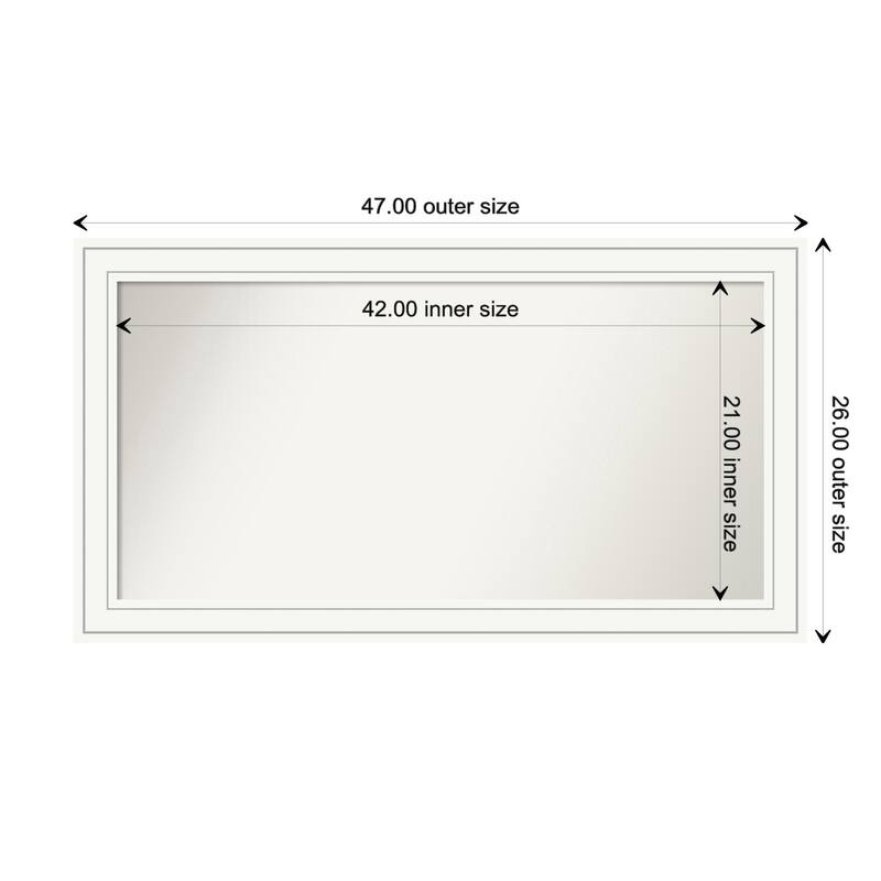 Craftsman White Framed Non-Beveled Custom Wall Mirror, Bathroom Vanity Mirror - Outer Size: 47 x 26