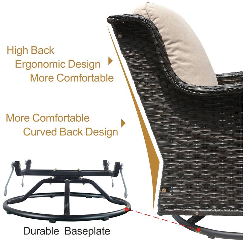 OVIOS 7-piece Patio Wicker Swivel Chairs Set