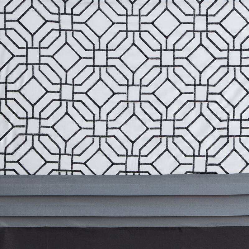 Shane Embroidered and Pieced Shower Curtain by 510 Design