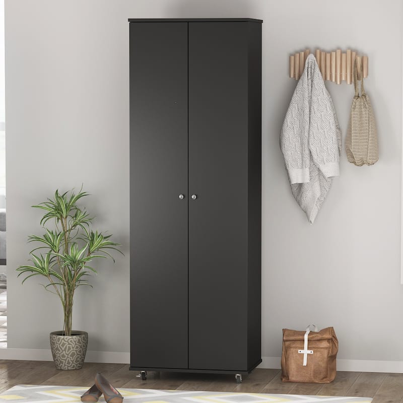 2-Doors 9 Tires Shoes Cabinet With Large Storage Space - Black