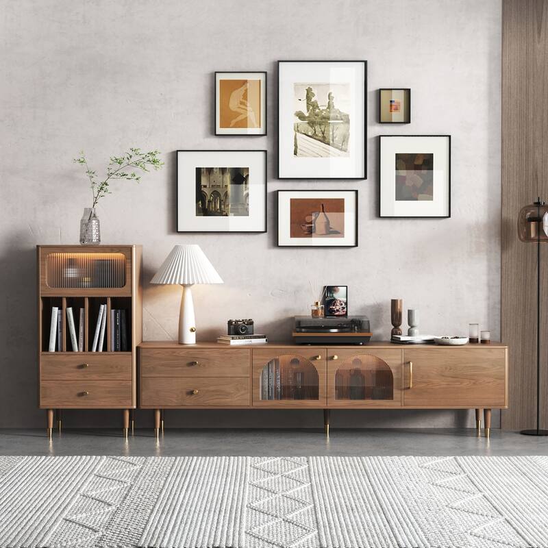 JASIWAY Modern TV Stand with Solid Wood Feet - 78.7"