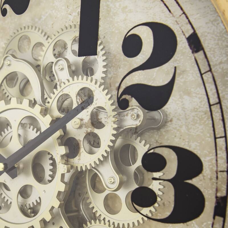 Gold Round Gear Clock - 18.3 x 18.3 x 4.1