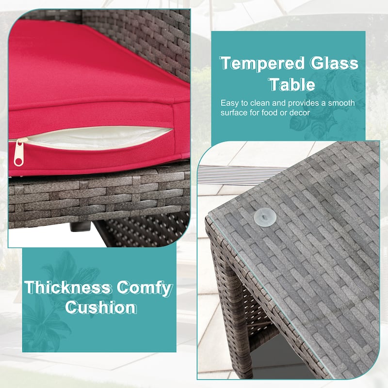 Futzca 4 Pieces Outdoor Patio Furniture Sets Conversation Sets Rattan Chair