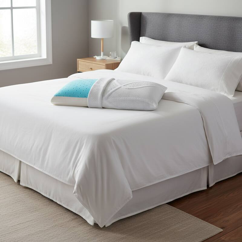 Christies Home Living Cool Comfort Memory Foam and Gel Pillow - Blue