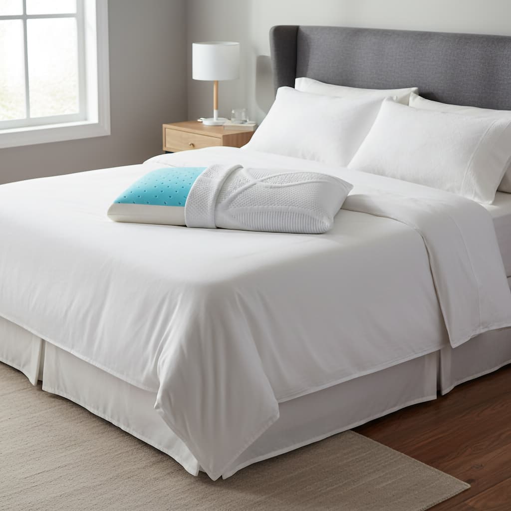 Christies Home Living Cool Comfort Memory Foam and Gel Pillow - Blue