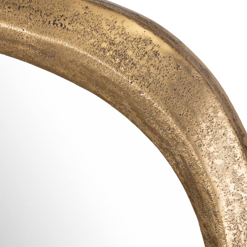 Curved Edge Rectangular Framed Wall Mirror - 36.5" - Antique Brass Finish