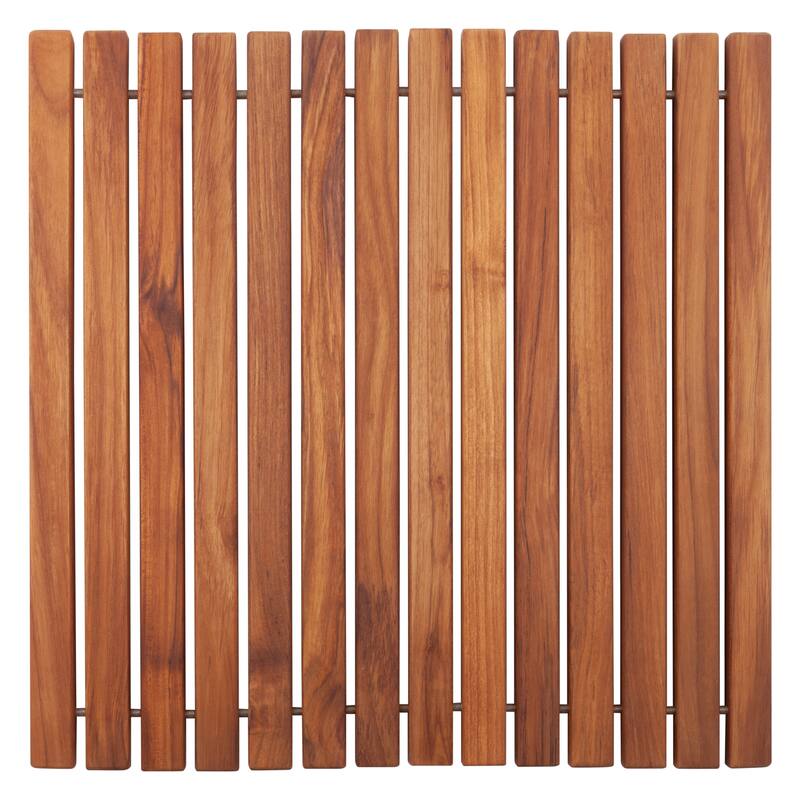 Nordic Style Teak Wood Oiled String Mat for Indoor and Outdoor Shower 19.6" x 19.6" - 19.6" x 19.6"